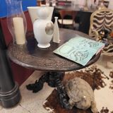 Coffee table, carved padauk wood with dragons, Anglo-Indian, 19th century – India