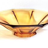 Art Deco style fruit bowl or pocket tray in amber glass from the 50s