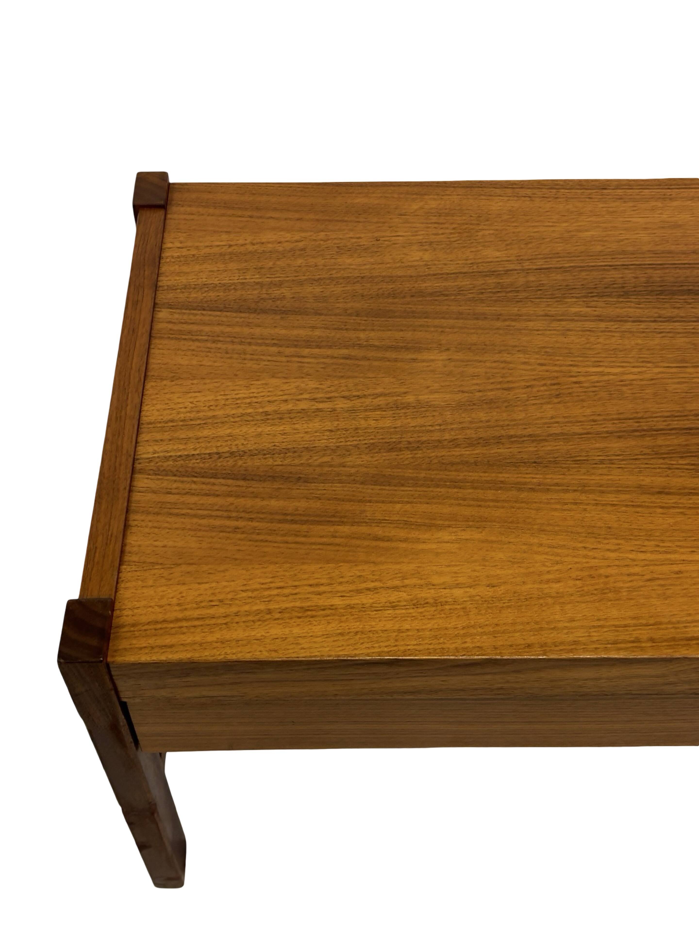 Vintage low sideboard with drawers 70's walnut veneer design