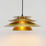 Danish pendant lamp in fully golden brass 60's