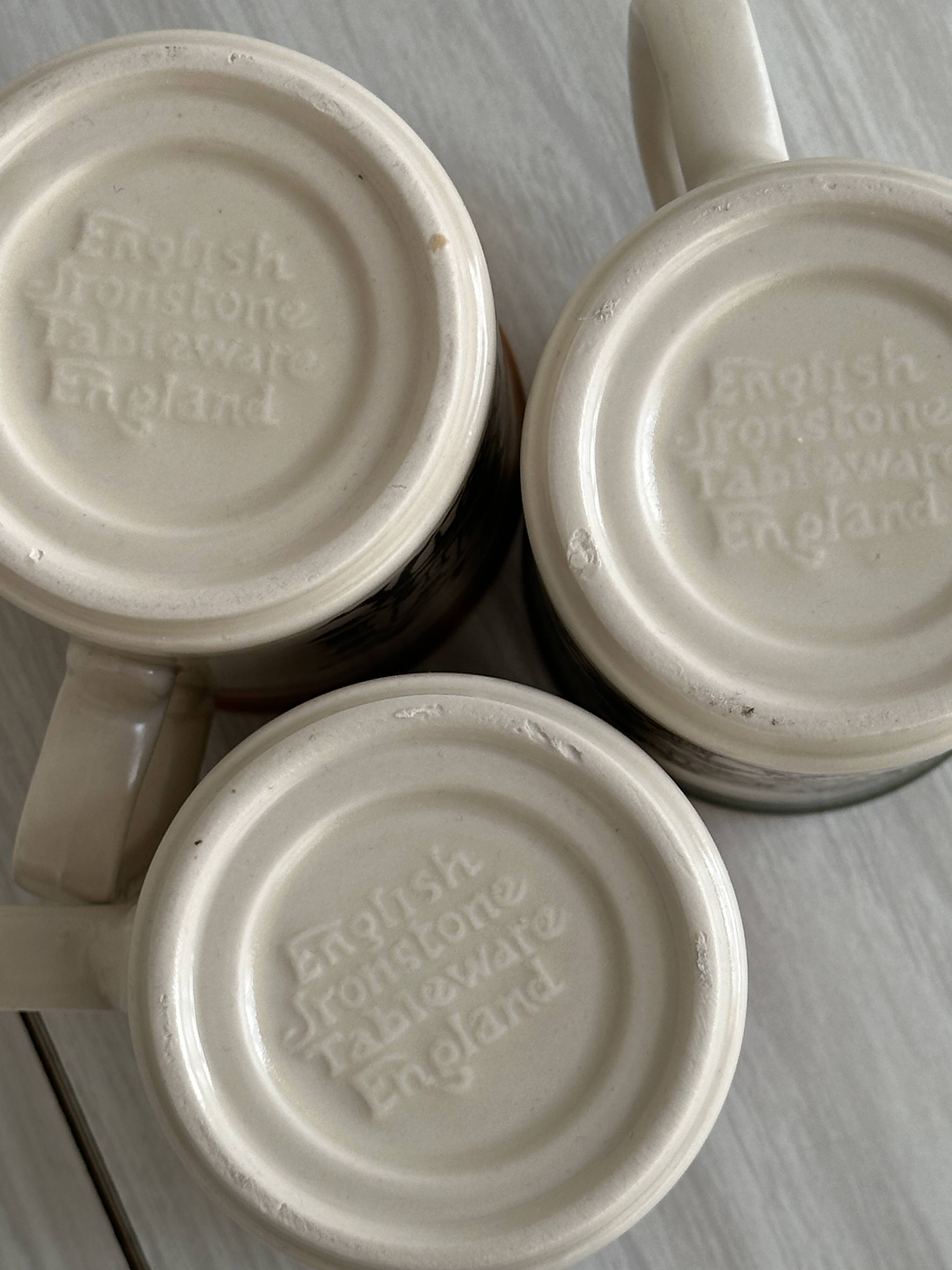 3 English Staffordshire mugs.