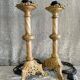 Pair of bronze candlesticks transformed into lamp bases