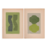 Painting on old paper - B48 and B66 - abstract paintings signed Eawy