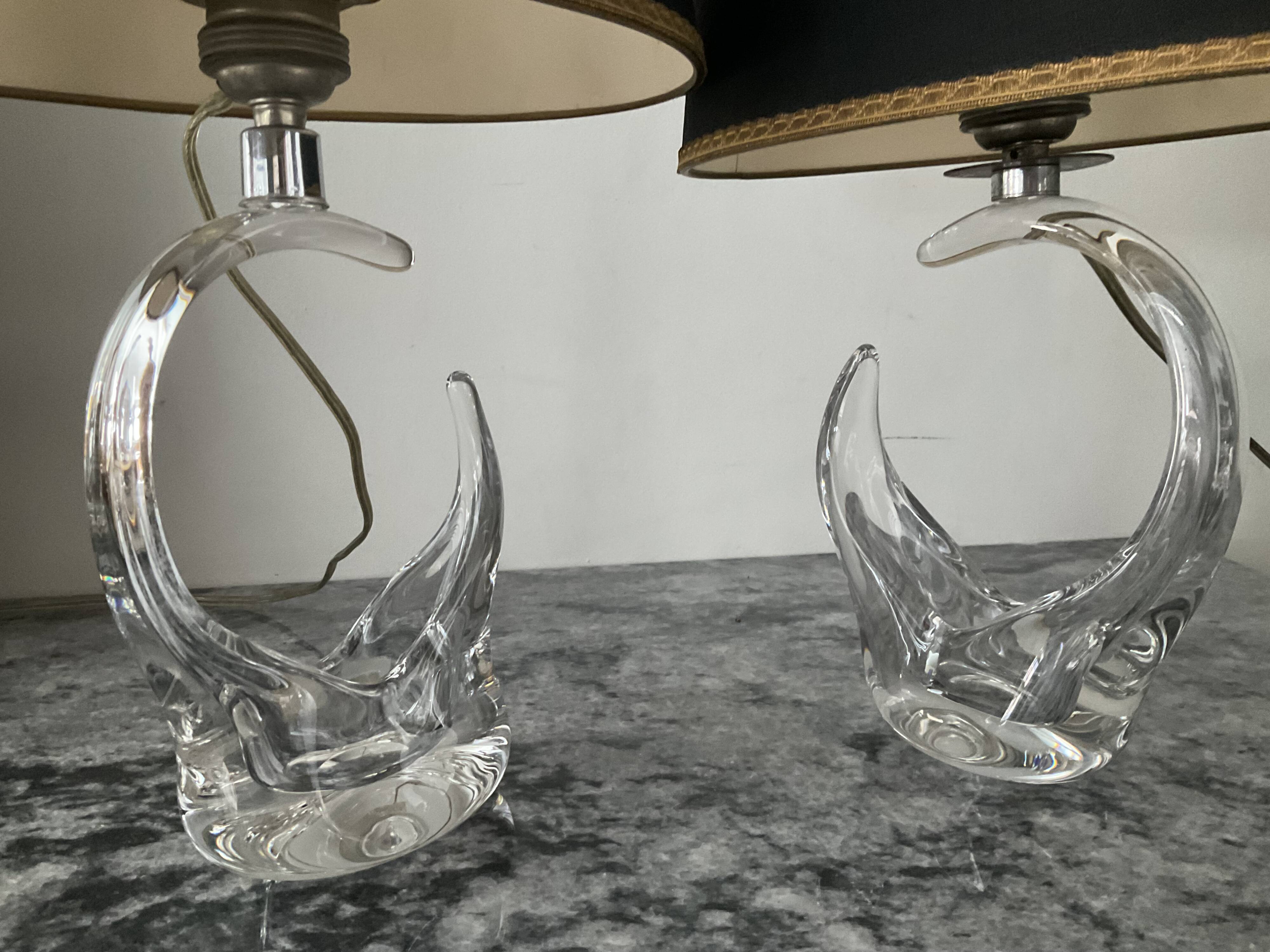 Pair of Saint Louis crystal lamps from the 1950s-60s.