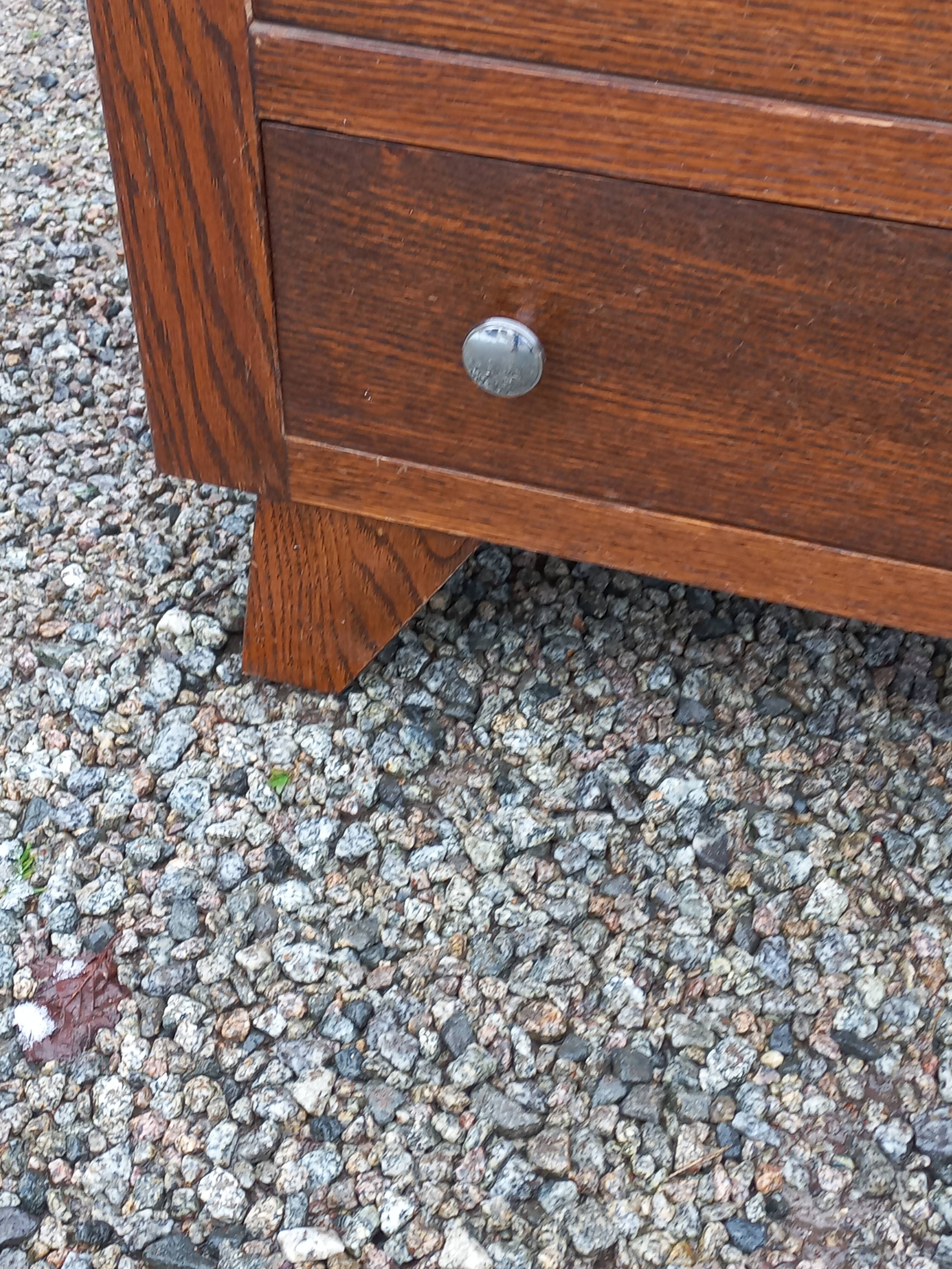 Vintage chest of drawers from the 50s in solid oak legs compass 4 drawers
