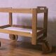 Brutalist Scandinavian bar cart / serving trolley in solid oak, 1950s