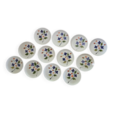Set of 12 ceramic dessert plates from Poët Laval (1950s)