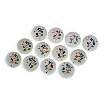 Set of 12 ceramic dessert plates from Poët Laval (1950s)