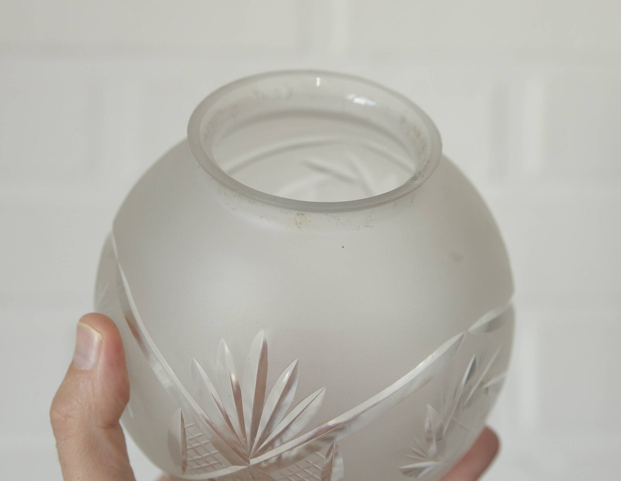 Ensemble de 3 abat-jour vintage en cristal taillé, globes soufflés à la main, années 1960