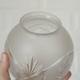 Ensemble de 3 abat-jour vintage en cristal taillé, globes soufflés à la main, années 1960