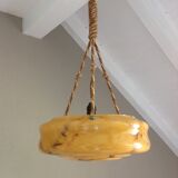 Hanging lamp marbled glass art deco Bowl