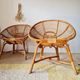 Pair of vintage basket chairs in rattan – Riviera style 1960