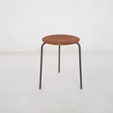Teak and metal Arne Jacobsen inspired tripod stool, Denmark 1960's