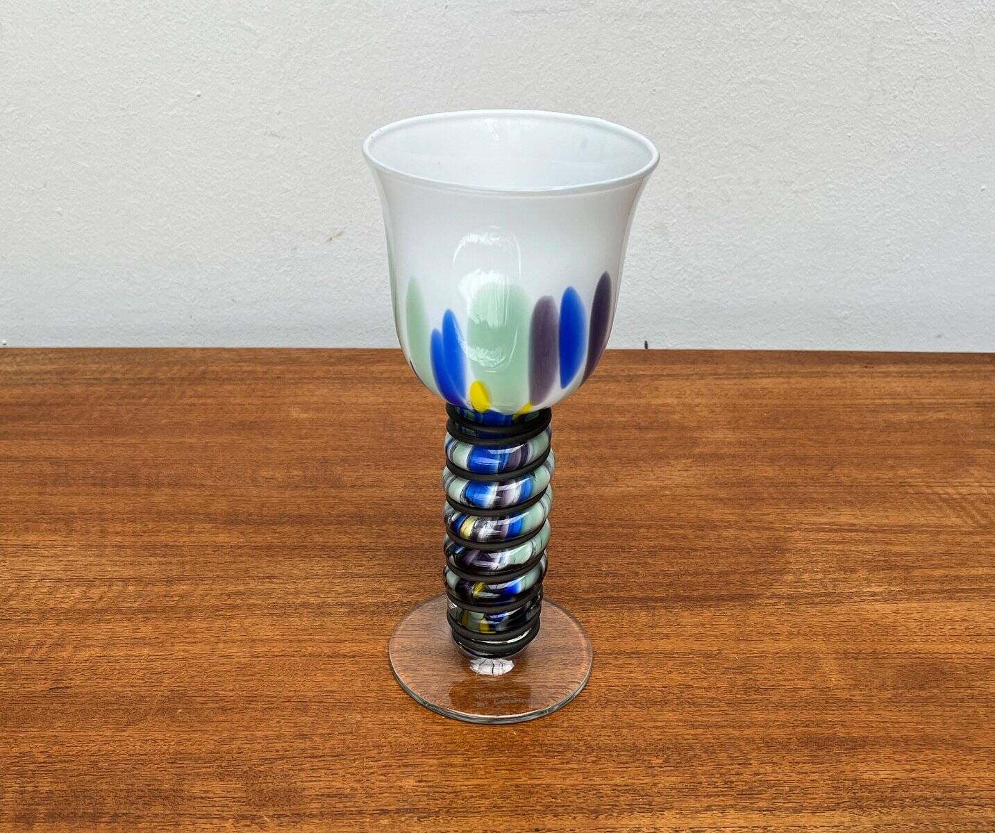 Postmodern metal and glass goblet by Hans Jürgen Richartz for the Richartz art collection, 1980s.
