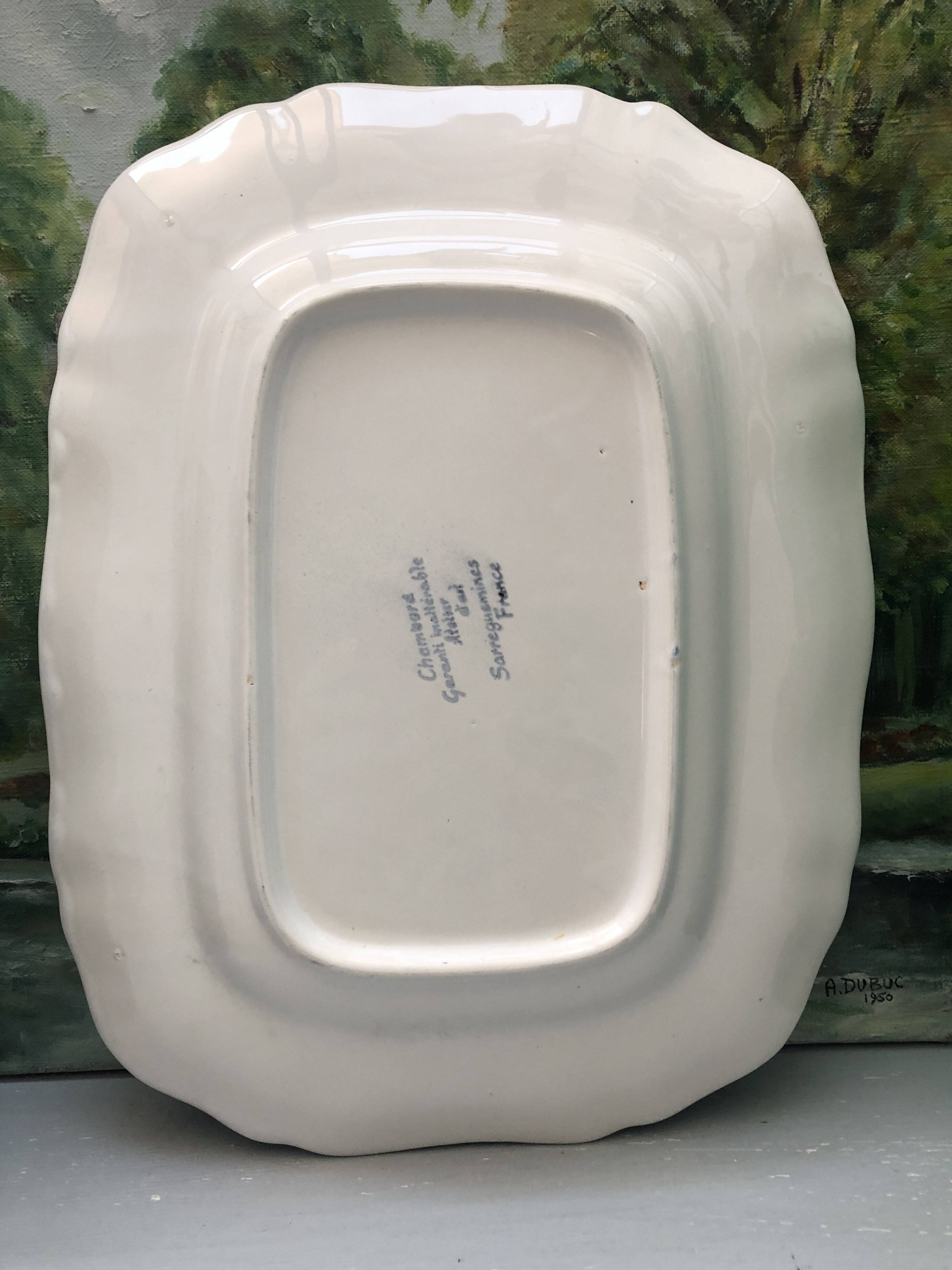 Rectangular dish with gadroons stamped Sarreguemines France, Chambord model