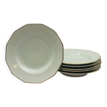 Limoges - M. Mandavy. 6 octagonal soup plates.