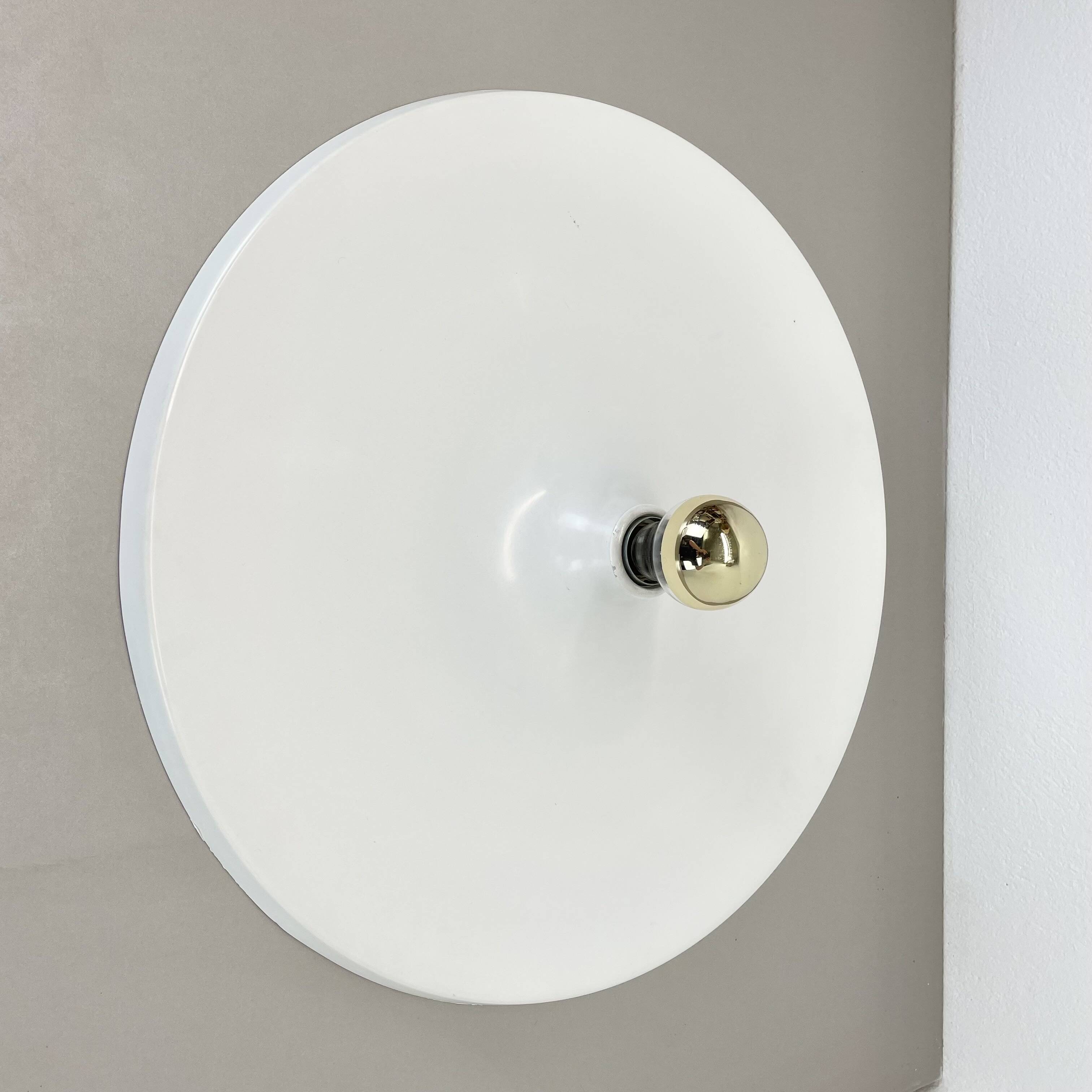 Rare white 52cm Disc Wall Light by Honsel, Germany 1970s