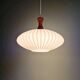 Teak and pleated white opaline suspension, Massive, 1960