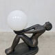 Art deco bronze sculpture lamp lady woman Max Le Verrier