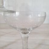 Champagne glasses in blown glass and chiseled decoration