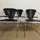 Lot 5 chairs black leather thread