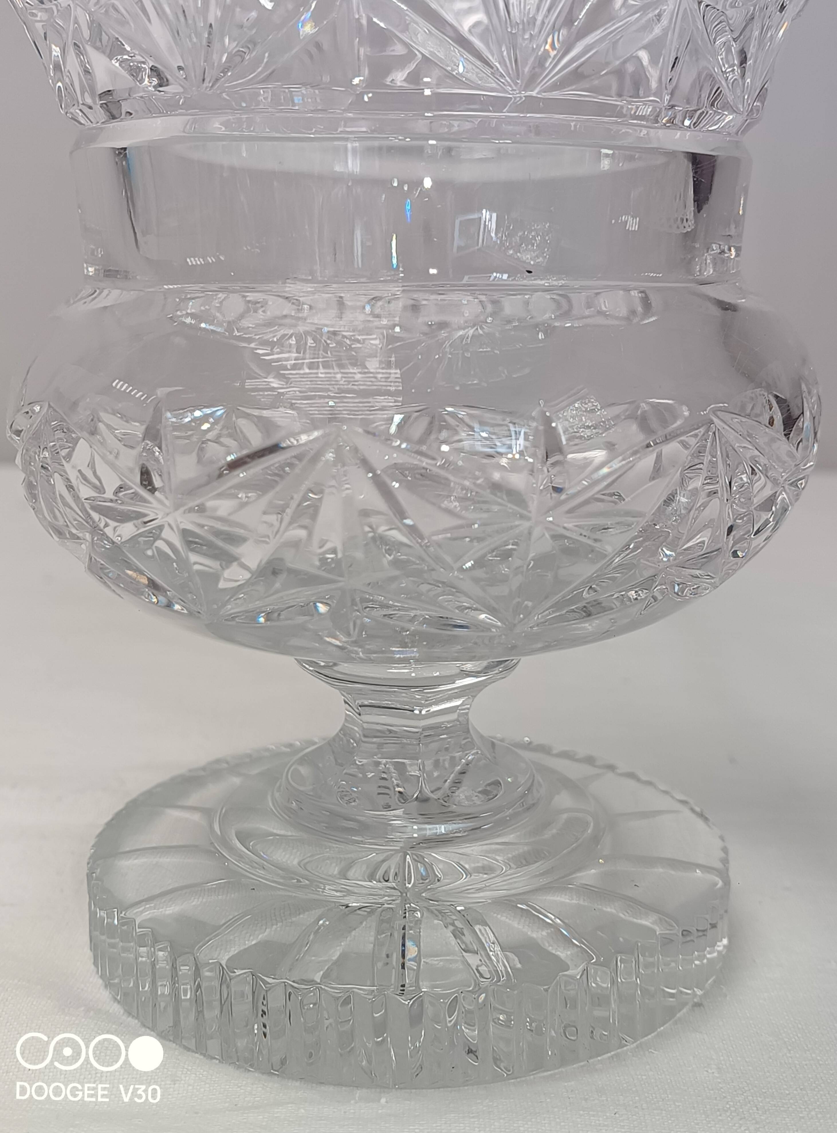 Large antique crystal cut vase