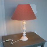 White wooden lamp and brick lampshade