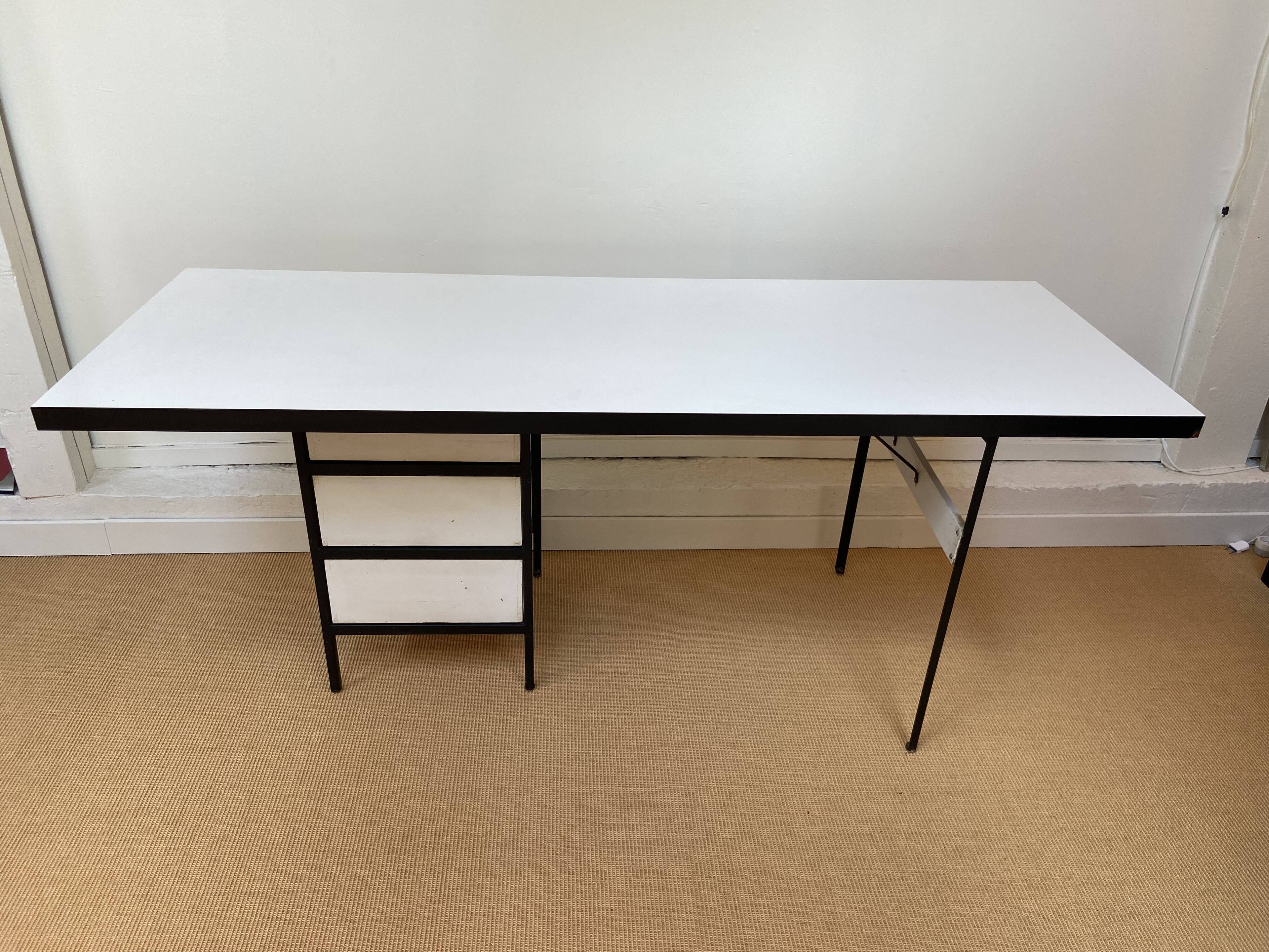 Large black and white Georges Nelson desk for Herman Miller, USA, circa 1950.