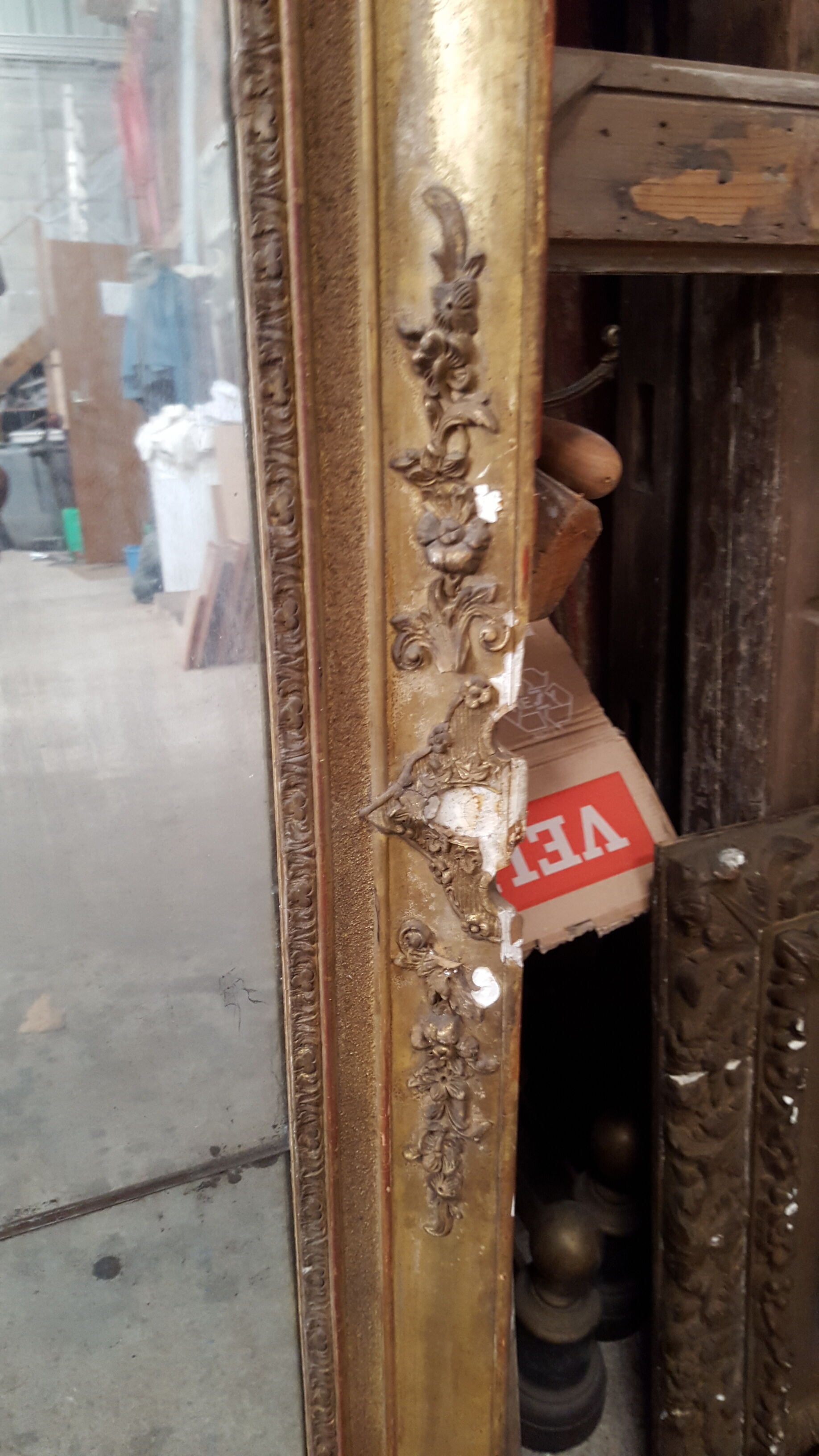 Miroir doré ancien de cheminée belle patine du temps 95x152cm