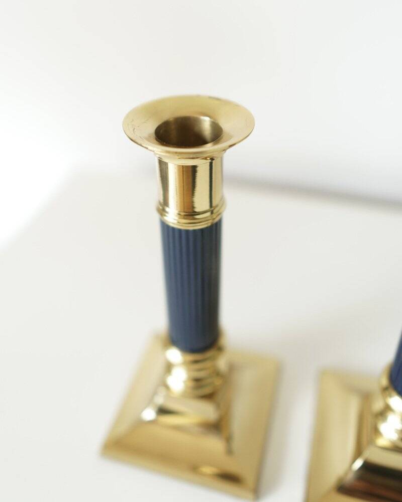 Vintage gilt brass candlesticks, 1970s, set of 2