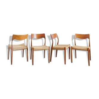 Lot of 4 danish chairs 71 by Niels Otto Moller