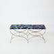 Brass jacquard steel curule bench from Maison Jansen circa 1960