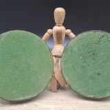 Pair of English turned wooden candlesticks