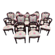 Napoleon III salon set 9 pieces solid mahogany rose fabric