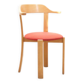Chaise Horn tapissée rouge et hêtre
