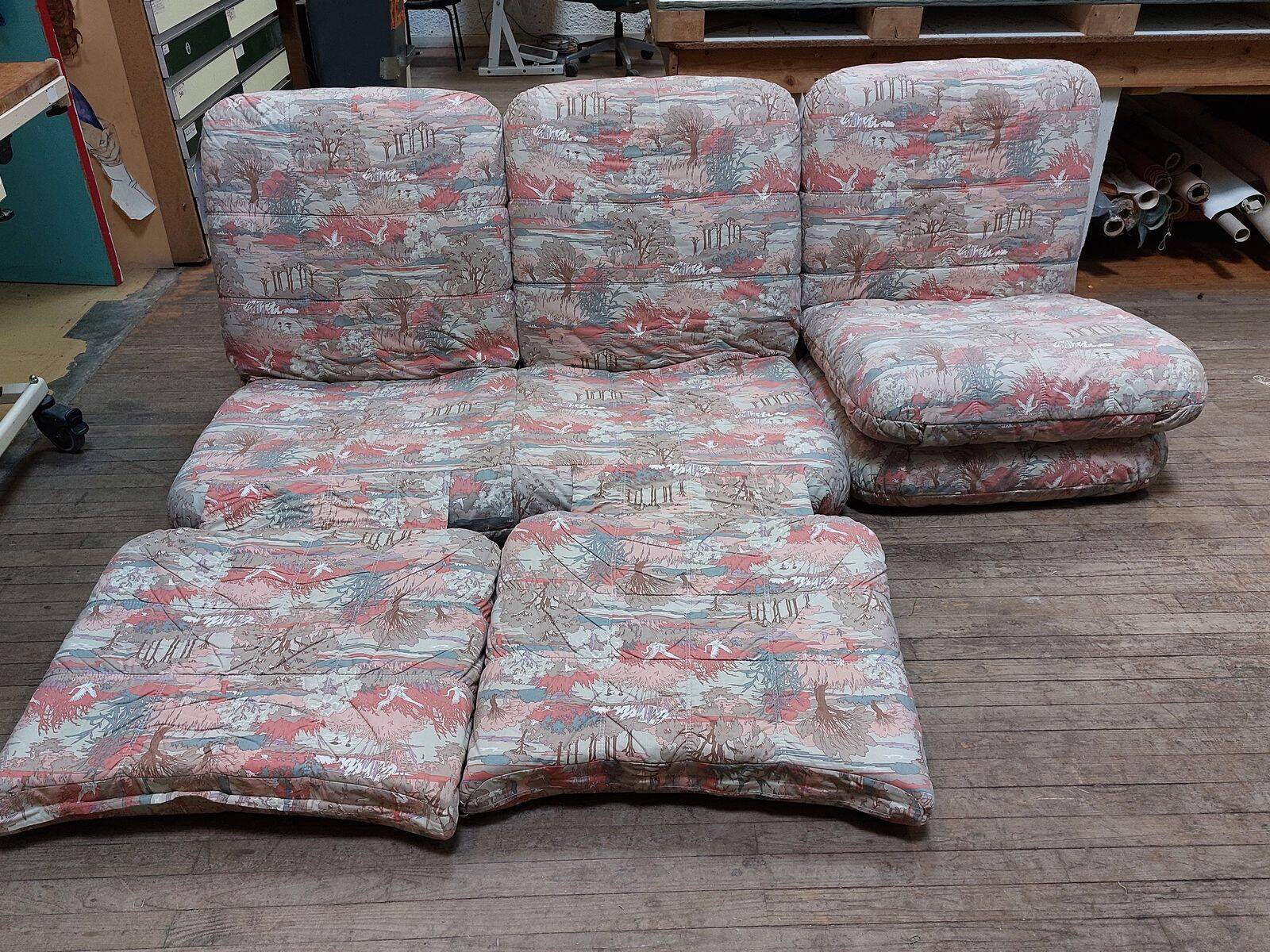 Ensemble de salon modulable vintage - Canapé 2 places + chauffeuse 1 place