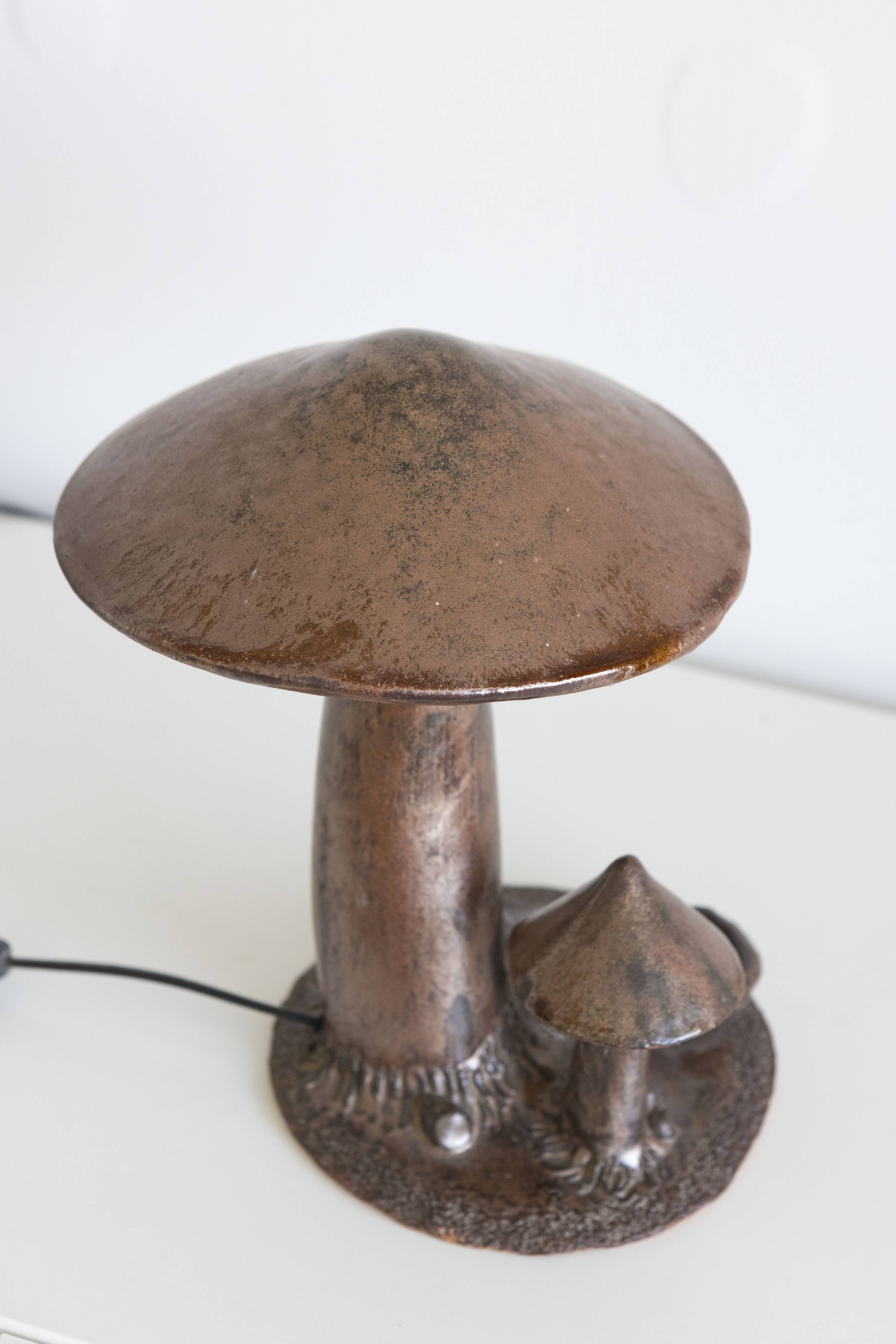 Lampe céramique champignons années 70