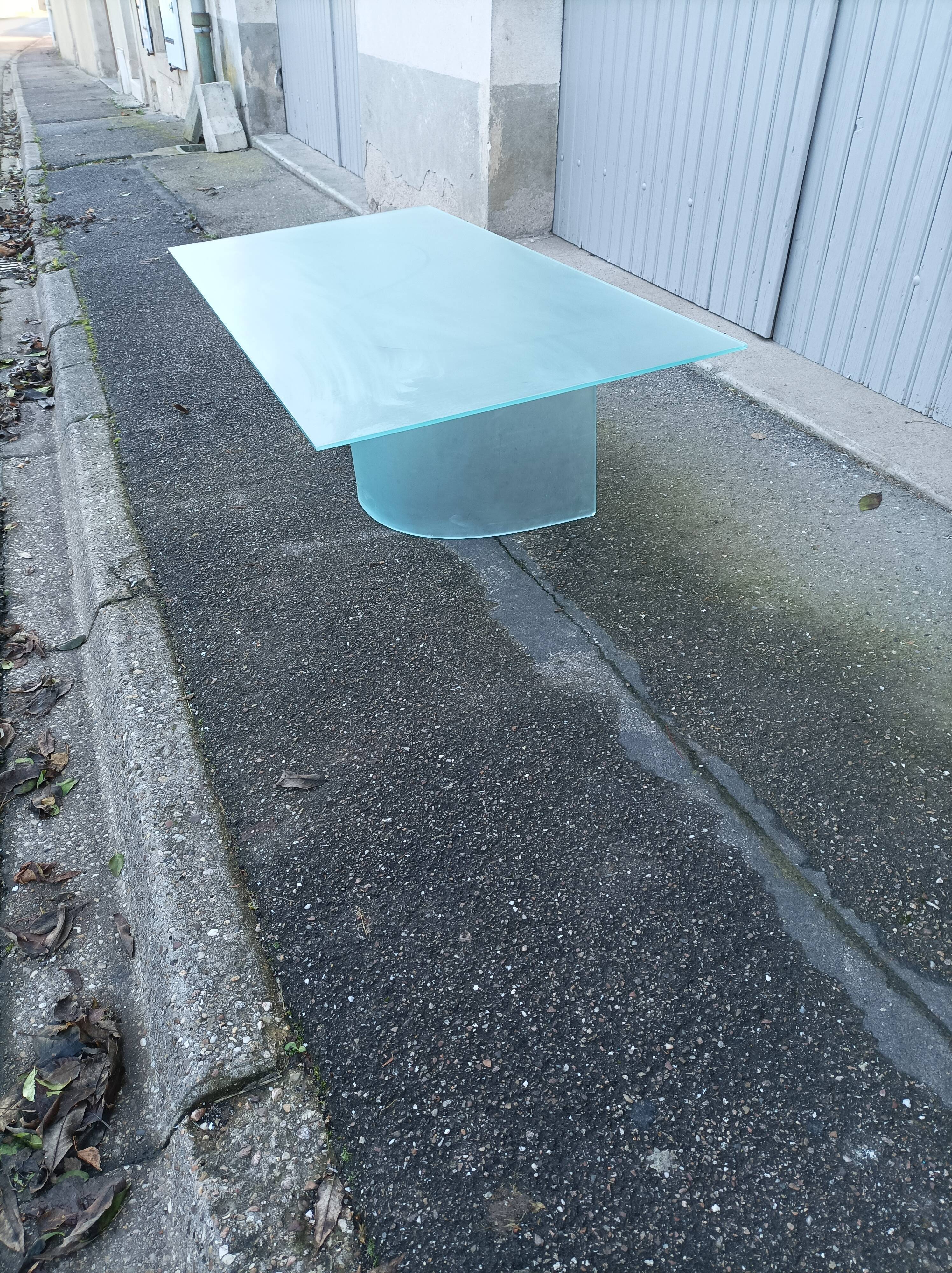 Vintage opaque glass coffee table