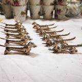 Silver metal hillside holder/rest for 6 Dachshund dogs and 6 Foxes