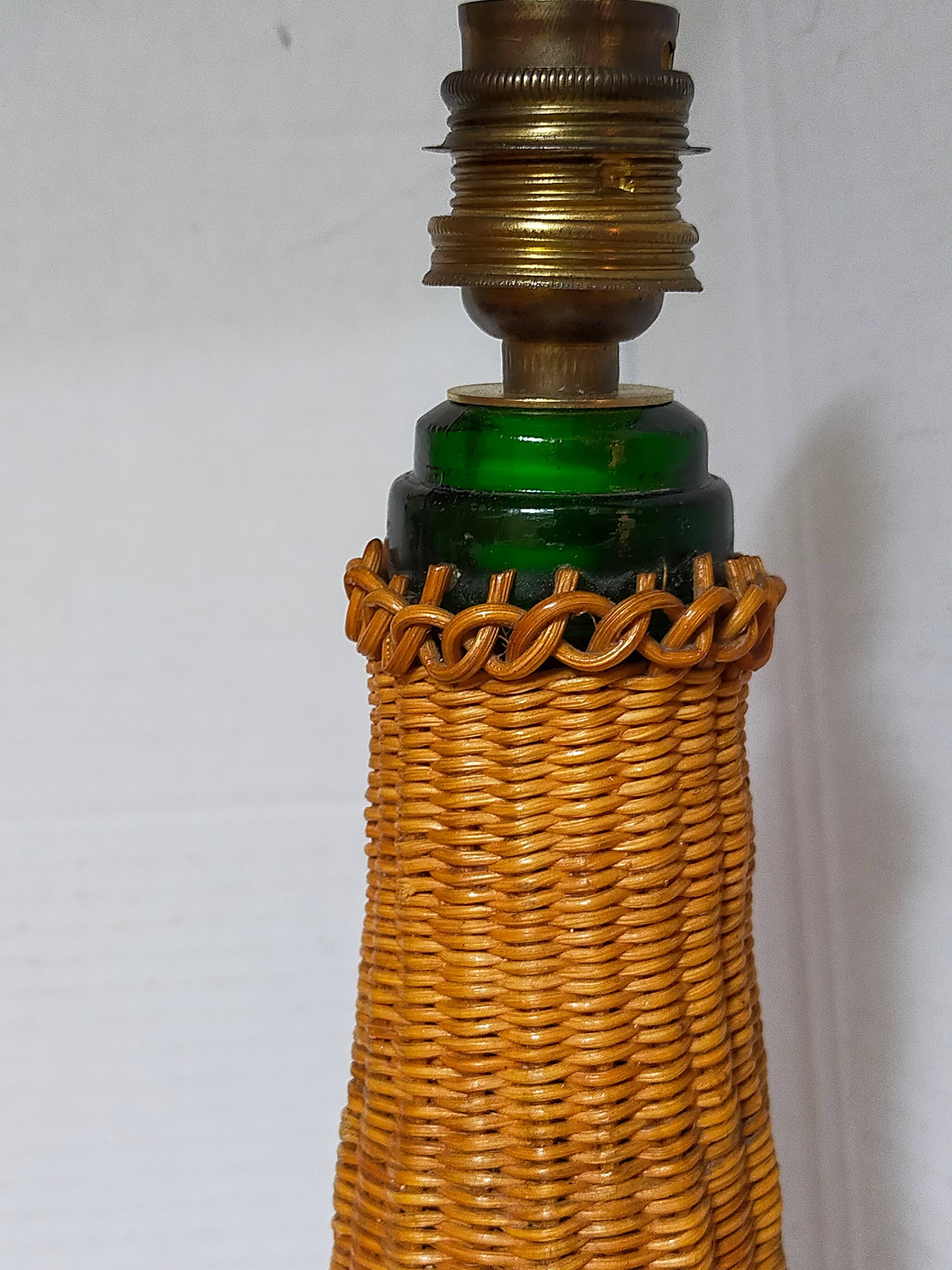 XL bottle lamp foot dressed in rattan 50s