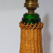 Pied de lampe bouteille XL habillée de rotin années 50