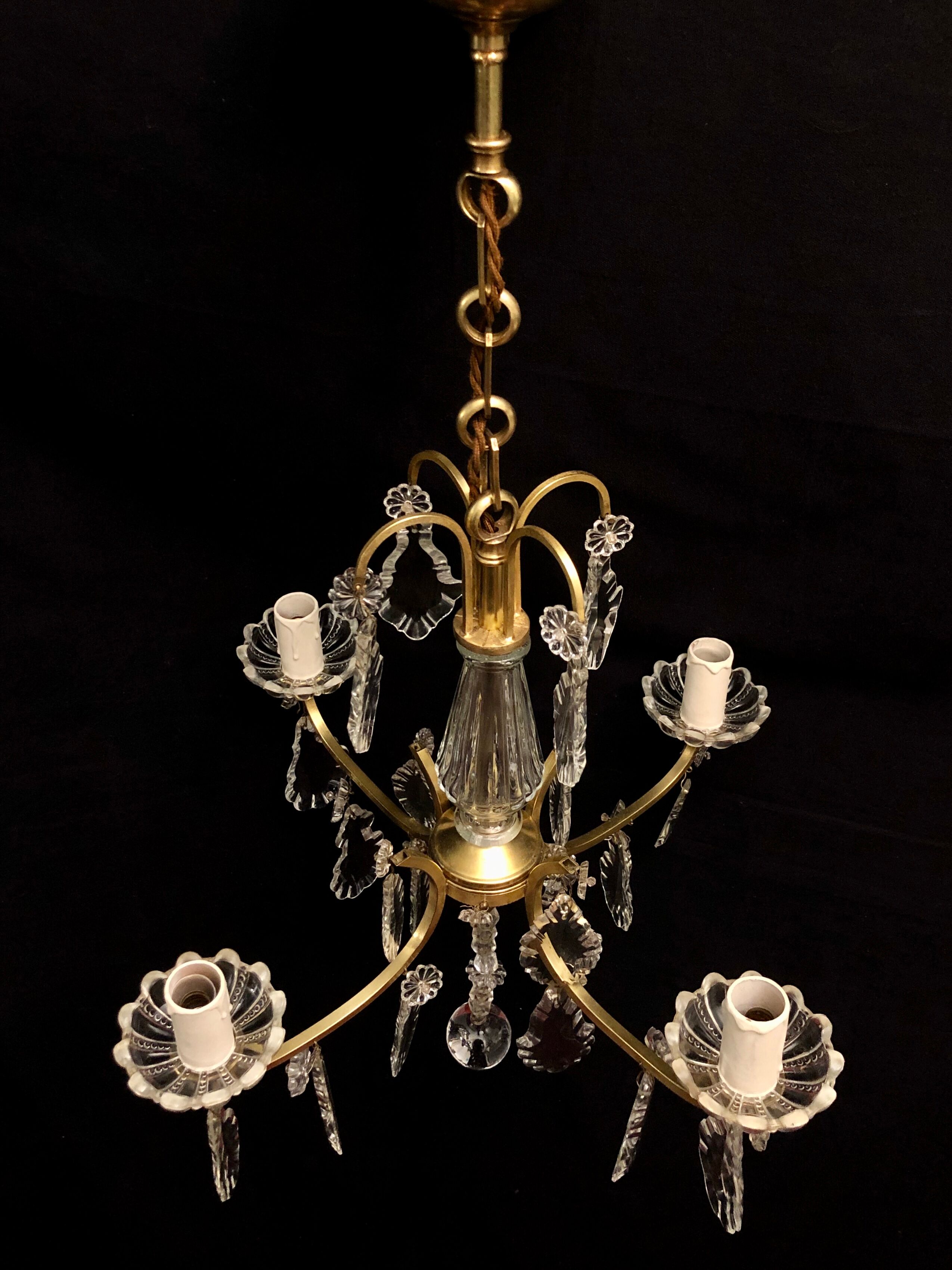 Lustre 4 lights bronze and crystal