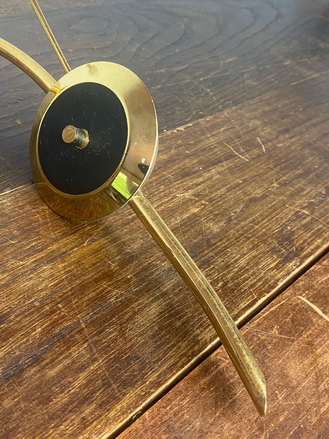 Pair of retro wall lights, brass and glass