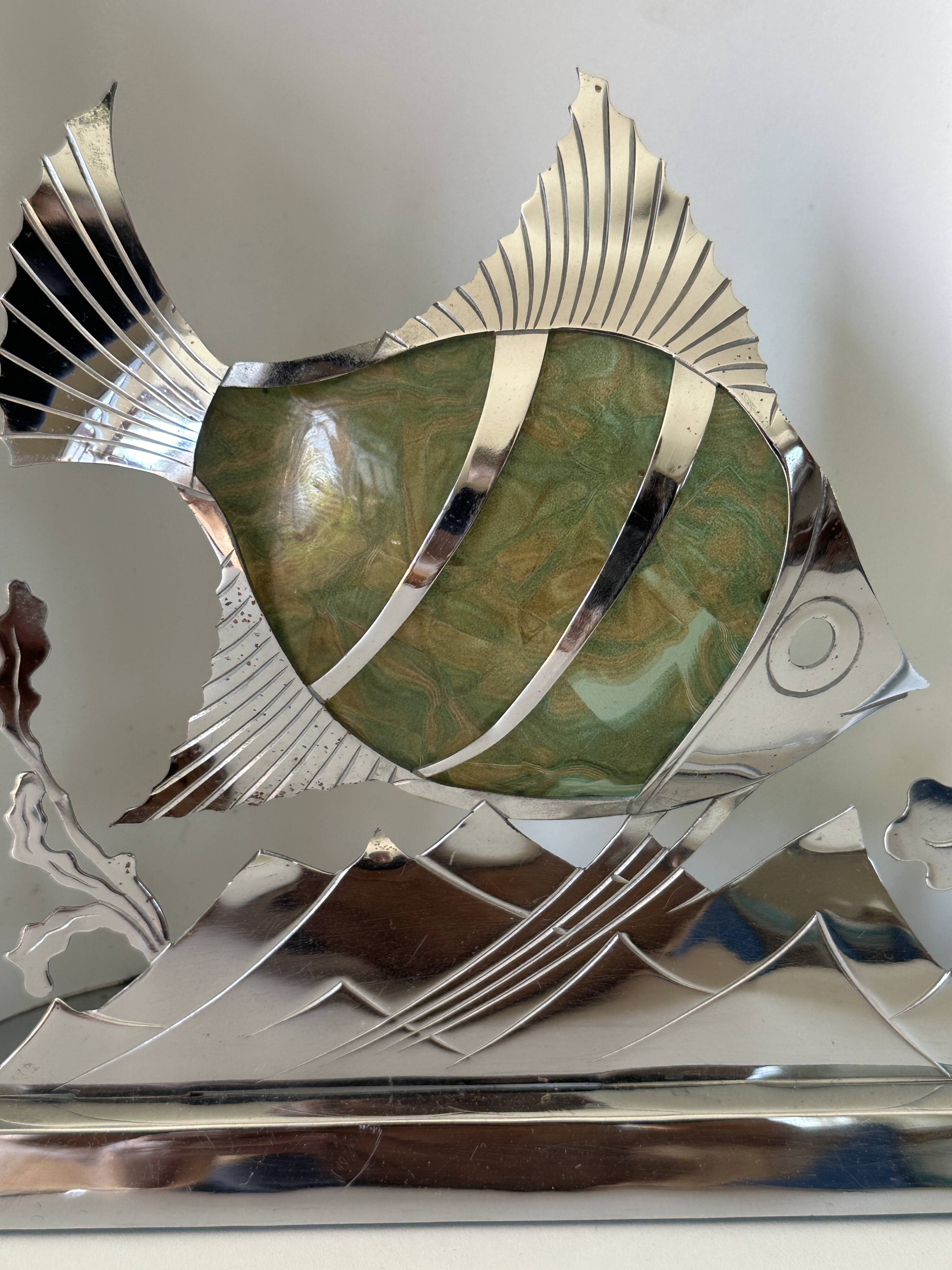 Fish lamp signed vintage design 50s