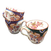 3 porcelain coffee cups sarreguemines decor minton n°215