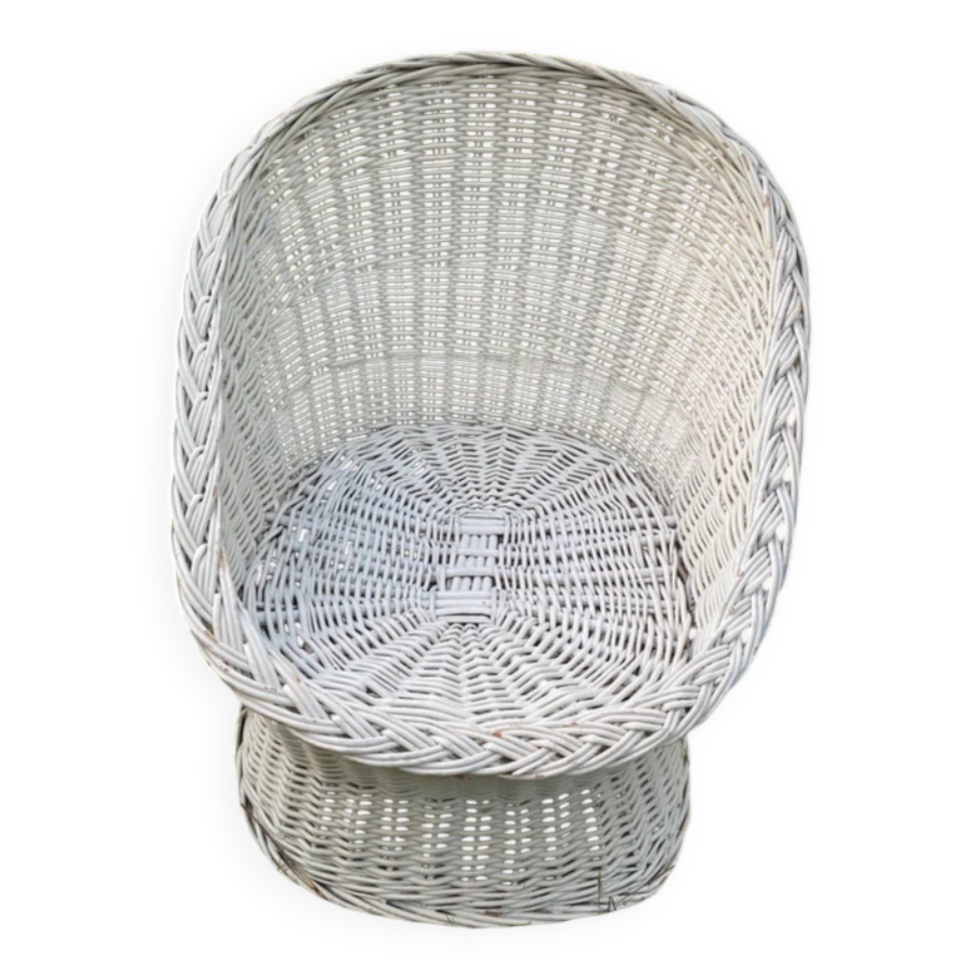 Child's armchair in white rattan, excellent condition, vintage.