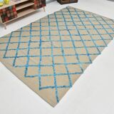 6x9 Beige & Blue Handmade Moroccan Rug, 185x282Cm SK 7339