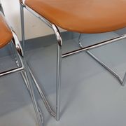 4 vintage sleigh chairs from the 70s, in designer chrome metal