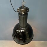 Large black enamel Bauhaus hanging lamp