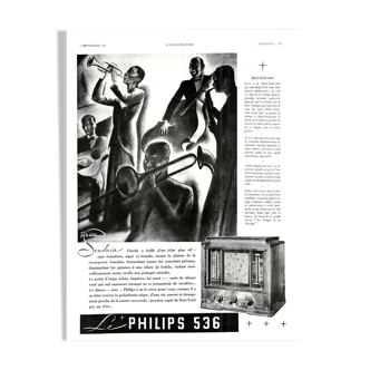 Affiche vintage années 30 Radio TSF Philips